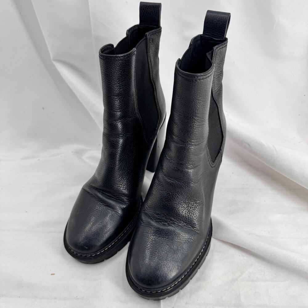 Tory Burch Chunky Lug Bootie Sz 8 Black Leather Ankle 70mm Miller